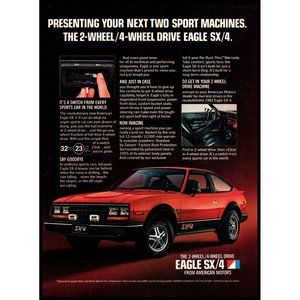 1982 AMC American Motors Eagle SX/4 Sports Car Vintage Print Ad Wall Art Photo